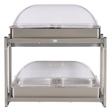 Cadco CMLB‑24RT Multi‑Level Buffet Server with Rolltop Lids