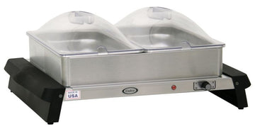 Cadco WTBS‑23P Small Electric Buffet Server with Poly Dome Lids