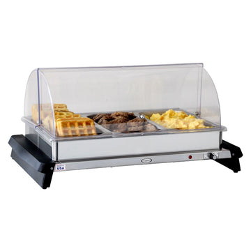 Cadco WTBS‑3RT Triple Buffet Server with Rolltop Lid