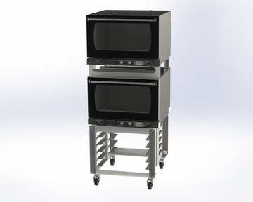 Cadco XAFS‑113‑2 (2) Half Size Convection Ovens with Manual Controls & Stand