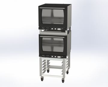 Cadco XAFS‑133‑2 (2) Half Size Convection Ovens with Manual Controls & Stand