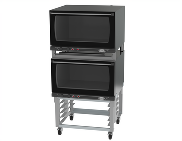 Cadco XAFS‑193‑2 (2) Full Size Convection Ovens with Manual Controls & Stand